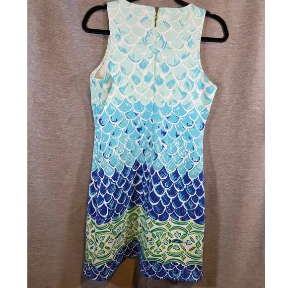 Lilly Pulitzer Shift Dress Perla Scale Back Engineered Scuba Med Mermaid *READ* - Picture 5 of 7